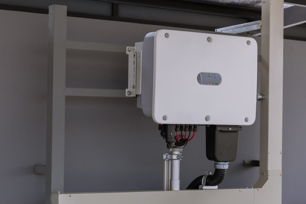 Inverter solar panel in electrical room.